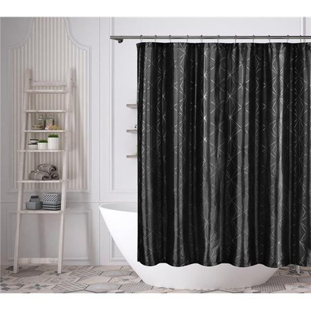 DUCK RIVER TEXTILE Kensie ZANE 14350D=12 Fabric Shower Curtain Liner - Metallic Diamond - 72"W x 72"L - Black ZANE 14350D=12